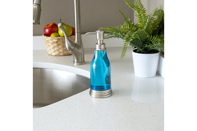 You’ve been through many soap dispensers and they never seem to meet your expectations. It’s either they slip-around on that porcelain vanity, fall apart, or rust easily! Lucky for you, this soap dispenser with brushed steel top is built to last and looks lovely right along side your sink. The steel bottom keeps it in place, while the high-efficiency pumps features a smooth-as-silk finish to make dispenses quick and easy. The reservoir offers a generous capacity, so you’ll never have to worry about constant refills. But should you need to, the clear base lets you know how much is left. Simply unscrew the top to refill. Tap the steel pump lightly to dispense a small portion to quickly clean your hands. Or tap it all the down to clean up those mountain of dishes you've been putting off for days.Functional and attractive soap dispenser is great for holding lotion, soap, and massage oils | Non-skid bottom keeps it in place | Compact design to free up space on the counter or vanity, making it a practical addition to any kitchen or bathroom | Made of brushed steel and sturdy plastic