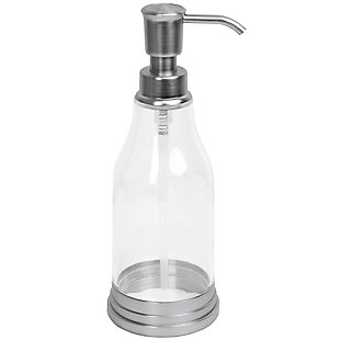 Home Accents Plastic Soap Dispenser with Brushed Steel Top, Silver, large