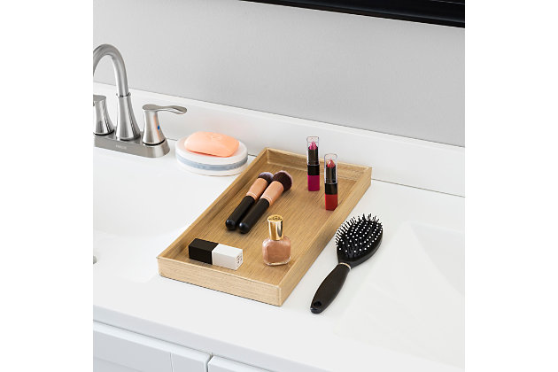 Provide decorative storage for all your bath essentials with this vanity tray. Perfect for storing collectibles, perfumes, and other bath essentials. Display it on your bathroom vanity to add an elegant flair to your bathroom. Includes a mirror.Multi-use functionality- great as a decorative or vanity tray. It can be used for any occasion or any room in the house. Use it in the bathroom to provide a beautiful backdrop for your bath ensemble and personal grooming items. | Beautiful simple design: the simple design works great with any room in the house | Perfect to store anywhere: great for the vanity, tabletop, and dresser | Stylish and durable- made of sturdy plastic, it's built to last
