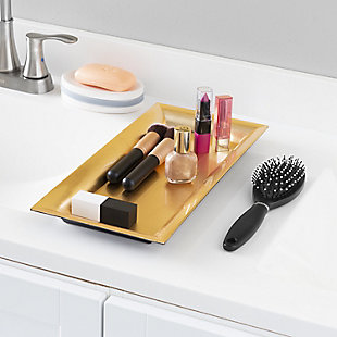 Home Accents Plastic Vanity Tray, Gold, rollover