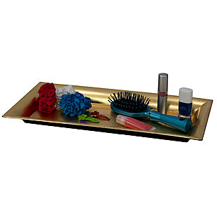 Home Accents Plastic Vanity Tray, Gold, large