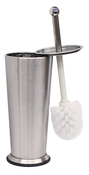 Home Accents Brushed Stainless Steel Tapered Toilet Brush, , large