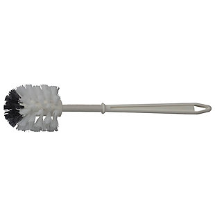 Keep your toilet bowl neat and tidy with this plastic toilet brush. The brush head offers a tapered silhouette with tough bristles that swipe away dirt with minimal effort. The handle is lightweight and features a small opening to allow you store away when not in use. Great for all bath decor.Sturdy bristles: durable bristle toilet brush with included short brush canister fits neatly in small bathrooms, keeping a toilet brush out of sight yet within reach for cleaning | Hanging hole for easy storage: hole in the handle allows you to store on a rack when not in use | Conveniently sized for maximum reach: acting as an natural extension to your arm the handle is perfectly sized to reach every corner and crevice of the toilet for a more refreshing looking bathroom | Designed to love and last: made of durable plastic