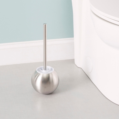 Home Accents Hide-Away Toilet Brush with Round Stainless Steel Hygienic Holder, , rollover