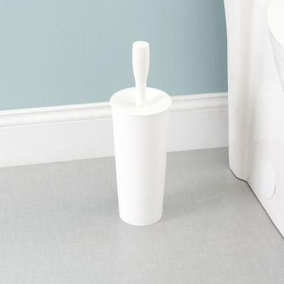 Home Accents Plastic Toilet Brush Holder, White, large