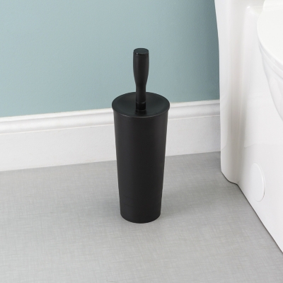 Home Accents Plastic Toilet Brush Holder, Black