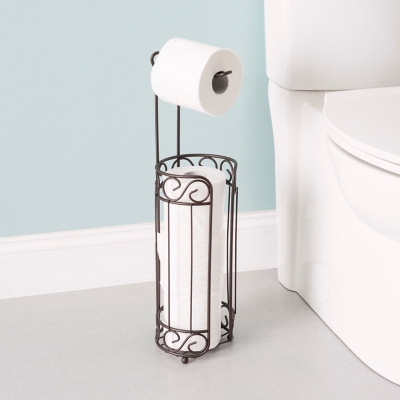 Home Accents Scroll Collection Freestanding Dispensing Toilet Paper Holder, , large