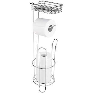 Home Accents Free Standing Dispensing Toilet Paper Holder with Built-in Accessory Tray, , large