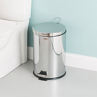 Home Accents 20 Liter Polished Stainless Steel Round Waste Bin, , rollover