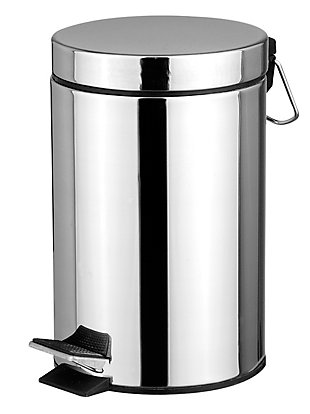 Home Accents 20 Liter Polished Stainless Steel Round Waste Bin, , large
