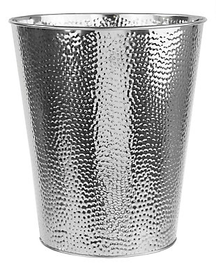 Home Accents Hammered Stainless Steel 5 Liter Waste Bin, , large