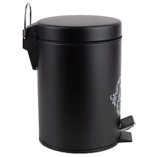 Perfectly sized if you're short on space, this compact waste bin sits perfectly in unused corners, under the sink or right next to your toilet. Open the lid hands-free with its integrated step activated pedal lid. The steel material can easily be cleaned with a damp cloth, while built-in metal handle makes it a cinch to transport to one location to the next.Keeps trash elegantly out of sight: close design with a paris pattern to conceal trash and contents in an elegant manner | 3 liter capacity: trash can holds 3 liters /.79 gallons | Step-activated lid: step on lid for hands-free disposal | Durable & stylish: made of rust-proof steel, this waste bin enhances your décor with its stylish design while also keeping trash and clutter out of sight