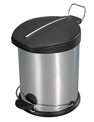 Home Accents 12 Liter Brushed Stainless Steel with Plastic Top Waste Bin, , large