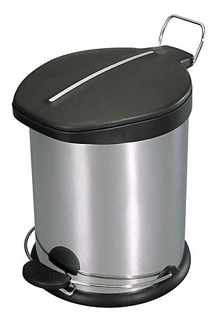 Home Accents 20 Liter Brushed Stainless Steel with Plastic Top Waste Bin, , large