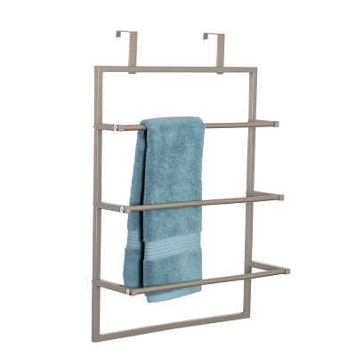 Honey-Can-Do 3-Tier Over-The-Door Steel Bathroom Towel Rack, , large