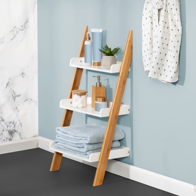 Honey-Can-Do 3-Tier Leaning Bathroom Ladder Shelf, , rollover