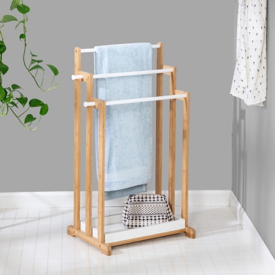 Honey-Can-Do 3-Tier Bamboo Bathroom Towel Rack, , rollover