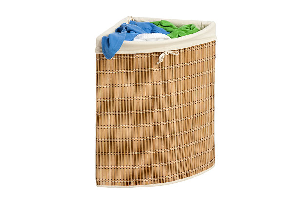 It’s never ending. The piles keep growing while your will to complete the laundry keeps shrinking. Not only that, but the overflow has found its way into the middle of the room because your clunky hamper just can’t find a home that suits you. This corner hamper with its own cotton canvas laundry bag will do the trick as it politely backs its way into any corner, while still having the capacity to hold several loads of laundry. And its subtle style lends itself to any room you might need it in.Hamper fits snugly into any corner in any room | Moisture-resistant material | Machine-washable cotton canvas liner