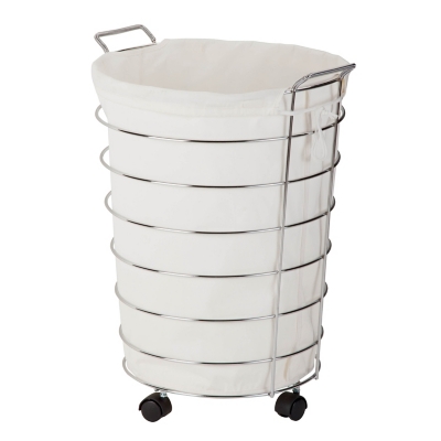 Honey-Can-Do Chrome Wire Rolling Hamper, , large