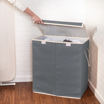 Honey-Can-Do 2-Compartment Collapsible Sorting Hamper, , rollover