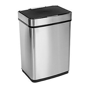 Honey-Can-Do 50L Stainless Steel Trash Can with Motion Sensor and Soft Close, Brushed Silver Finish, large