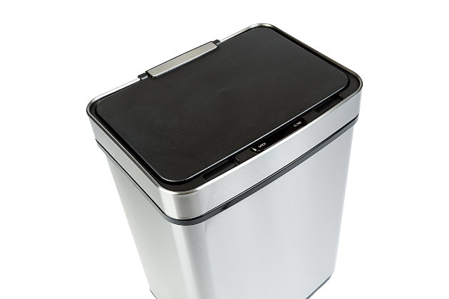 You’re on the go, and your trash can needs to be just as quick and nimble as you are. This one is. With its motion sensor, just wave your hand by the lid and it will open and let the smart timer count down the five seconds until it soft closes. But by that time, let’s be real, you’re already out the door. It’s the perfect kitchen trash can; its brushed stainless steel finish fitting in nicely with your kitchen décor. This isn’t your standard garbage can.Motion sensor opens lid with a wave of your hand | Lid closes after 5 seconds; digital timer counts down | Brushed stainless steel finish with fingerprint-resistant coating | Can also manually open and close lid for longer open duration