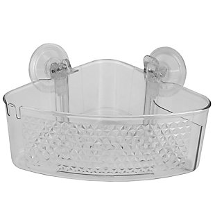 Home Accents Large Cubic Patterned Plastic Corner Shower Caddy with Suction Cups, , large