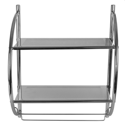 Home Accents 2 Tier Wall Mounting Chrome Plated Steel Bathroom Shelf with Towel Bar, , large