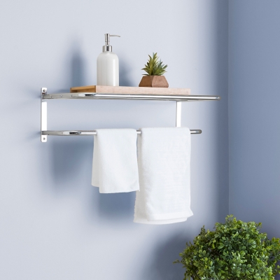 Home Accents Wall Mounted Bath Shelf with Towel Bar, , rollover