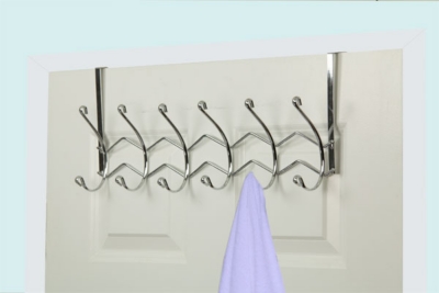 Home Accents Chrome Plated Steel 6 Hook Over-the-Door Hanging Rack, , large