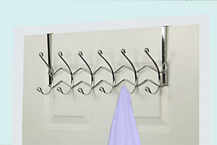 Home Accents Chrome Plated Steel 6 Hook Over-the-Door Hanging Rack, , rollover