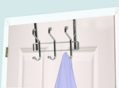 Home Accents 3 Dual Hook Over-the-Door Chrome Plated Steel Hanging Organizing Rack, , large