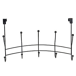 Home Accents Shelby 5 Hook Over-the-Door Hanging Rack, Black, large