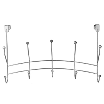 Home Accents Shelby 5 Hook Over-the-Door Hanging Rack, Silver Finish, large