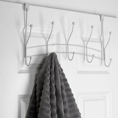 Home Accents Shelby 5 Hook Over-the-Door Hanging Rack, White, large