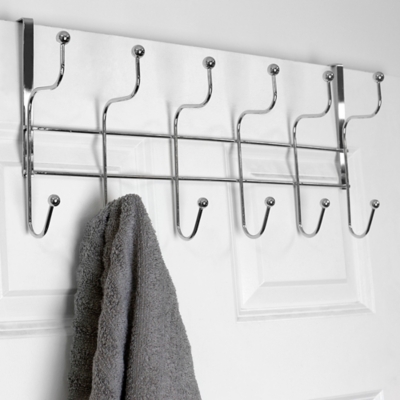 Home Accents Nico 6 Hook Over-the-Door Hanging Rack, Chrome Finish