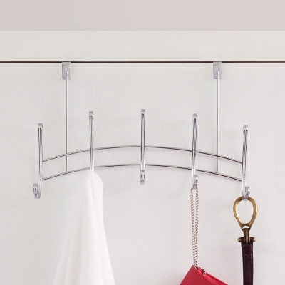 Home Accents Arch Chrome 5 Hook Over-the-Door Hanging Rack, , rollover