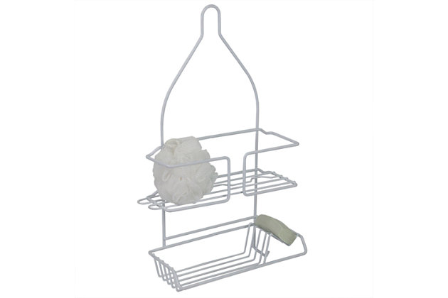 Most shower caddies are big and bulky, but this compact shower caddy is perfect if you a desire a minimalist set up for your shower.  With strong metal wires and an anti-slip collar, it rests snugly on the pipe of your shower head with minimal swaying. The frame is thickly coated with vinyl so you don’t have to worry about rust or corrosion building up.  For such a small footprint, it offers generous storage options to organize all your bath and shower essentials. The top basket features a deep design, providing plenty of room for large shampoo and conditioner containers, a lower and more shallow shelf for face wash and brushes, and a fast-drying angled soap dish that drains water efficiently so your bar of soap remains dry and lasts longer.   The wide hook along the side of the caddy is incredibly useful for holding several bath poufs and loofas or razors.1 deep basket for bottles and bottom hooks for razors | Open wire design allows water to quickly and freely pass through, keeping all bath and shower accessories dry and clean | No tools required to install | Made of rust-proof steel