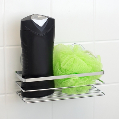 Home Accents Chrome Plated Steel Suction Wire Bath Caddy, , rollover