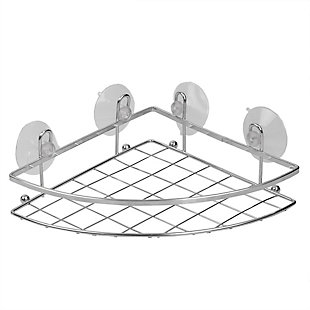 Home Accents Chrome Plated Steel Suction Corner Caddy, , large