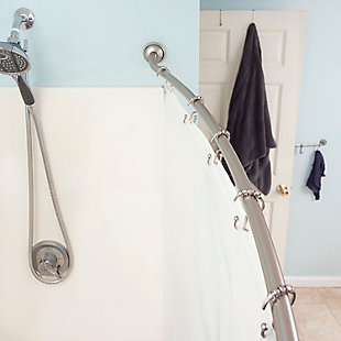 Create the luxury bathroom space you've been dreaming of by crowning your showers with this elegantly curved curtain rod. It works with most standard shower curtains and adjusts to fit 42" to 72" inch tube openings. Its curved shape gives you more showering room than standard straight curtain rods, making it a perfect addition to small bathrooms. The gleaming finish adds just the right amount of panache to complement those lavish fabric shower curtains you've been excited to pair it with.Made of steel | Adjusts from 42 in  to 72  in | Heavy duty design accommodates thick shower curtains | Perfect for small bathrooms with limited space