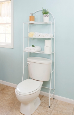 Home Accents 3 Shelf Steel Bathroom Space Saver, White, large