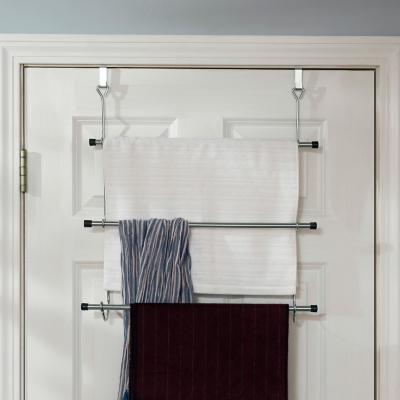 Home Accents Over-the-Door Chrome Towel Rack, , rollover