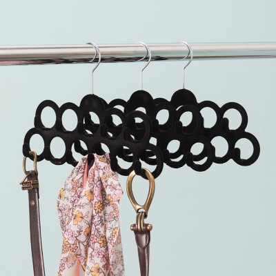 Contemporary Slip-Proof Snag-Free Ten Loop Velvet Scarf Hanger, , rollover