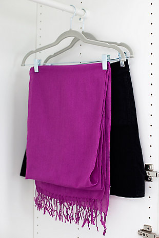 Contemporary Velvet Hanger with Clips (Set of 5), Gray, rollover