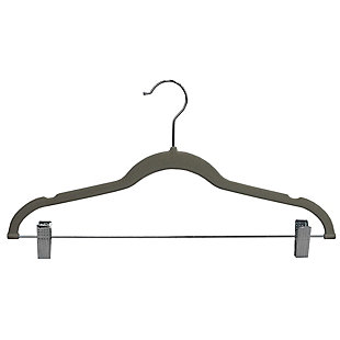 Contemporary Velvet Hanger with Clips (Set of 5), Gray, large