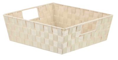 Contemporary Woven Storage Bin, Ivory, large