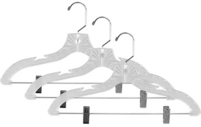 Contemporary Plastic Hangers with Metal Pant Clips (set of 3), , large