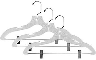 Contemporary Plastic Hangers with Metal Pant Clips (set of 3), , large
