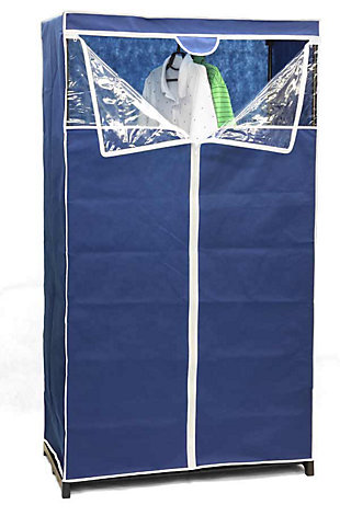 No closet space? No problem. Store and organize your clothes in this free-standing closet. Made from heavy-duty non-woven material, it provides the instant closet space you need and is collapsible when not in use.Made of non-woven material | Blue | Zipper closure | Made from heavy duty non-woven material | Hanging rod to keep clothes neat and free of wrinkles | Easy to set up